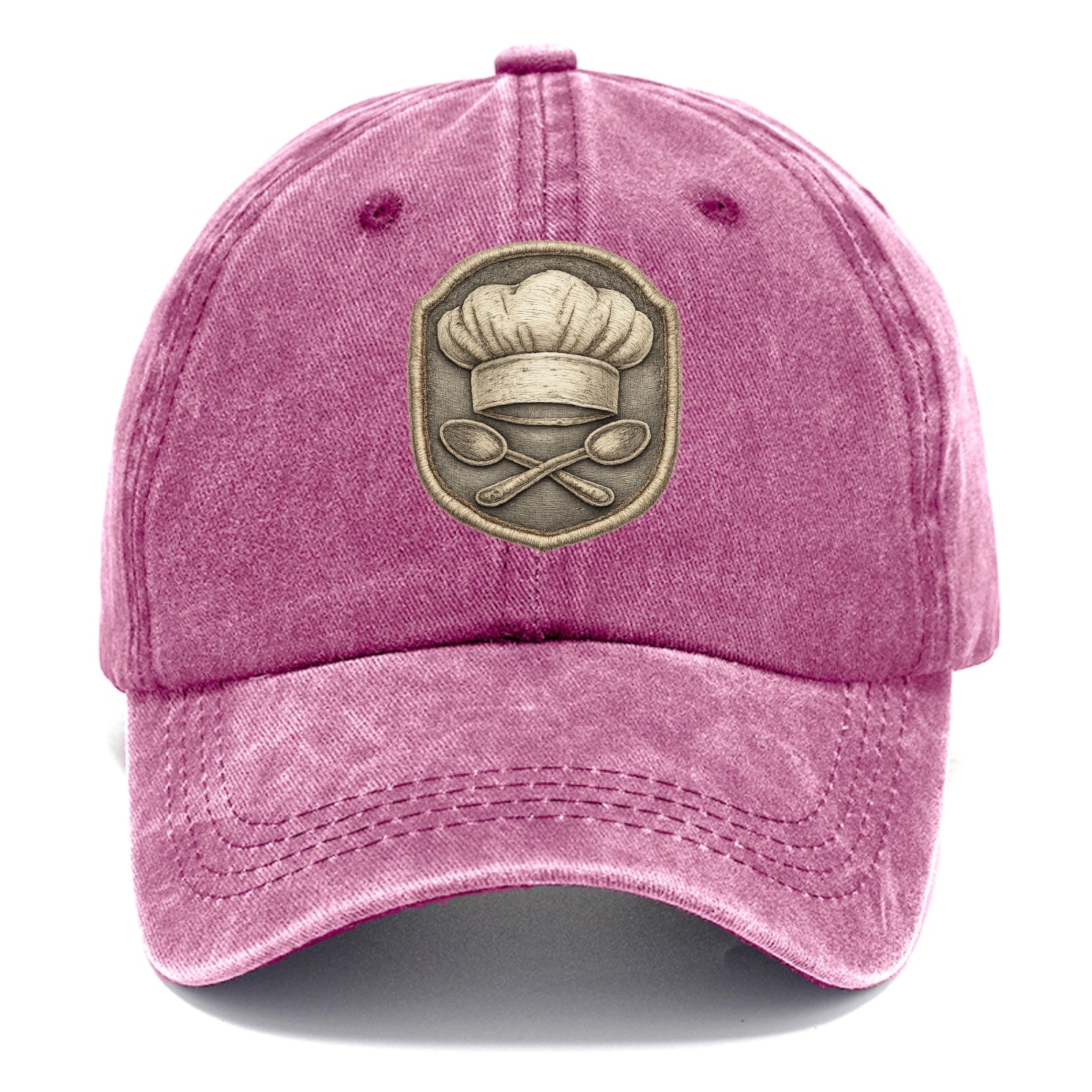 Embroidered patch design - COOKING CHEF HAT - toque blanche with crossed spoons in - Classic Cap - Dusty Rose(Rose)