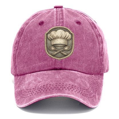 Embroidered patch design - COOKING CHEF HAT - toque blanche with crossed spoons in - Classic Cap - Dusty Rose(Rose)