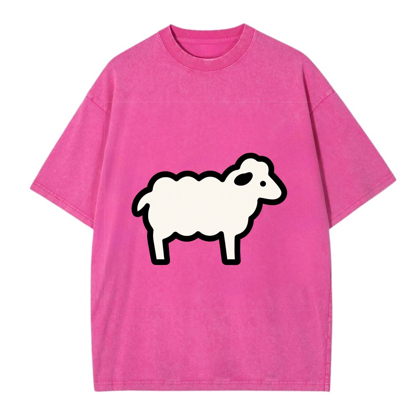 Sheep - White fluffy wool flat side profile - Vintage T-shirt - Dusty Rose(Rose)