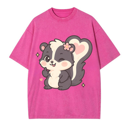 fluffy skunk with heart-shaped tail pattern, one paw up showing sass - Vintage T-shirt - Dusty Rose(Rose)