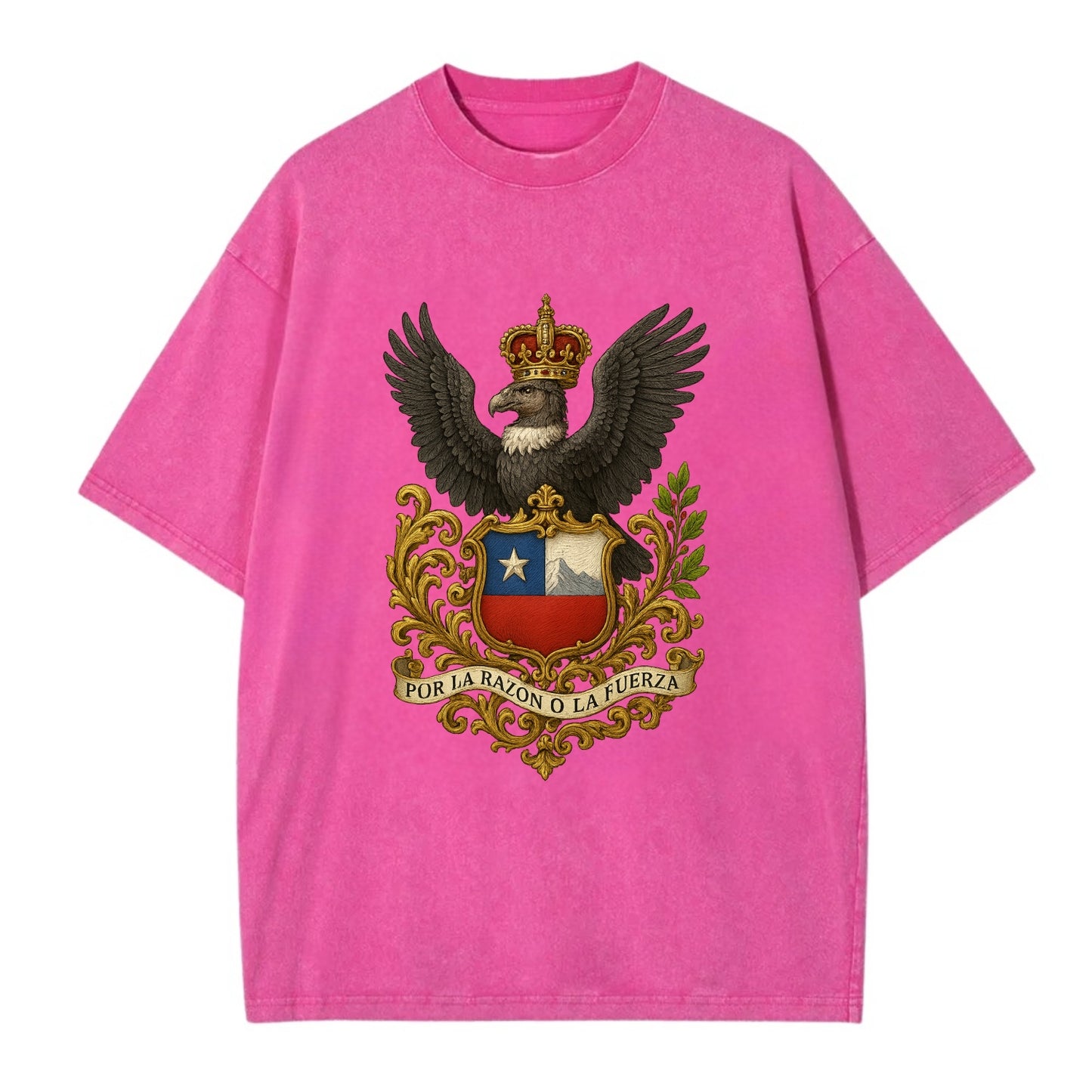Chile Andean Condor Emblem  - Vintage T-shirt - Dusty Rose(Rose)