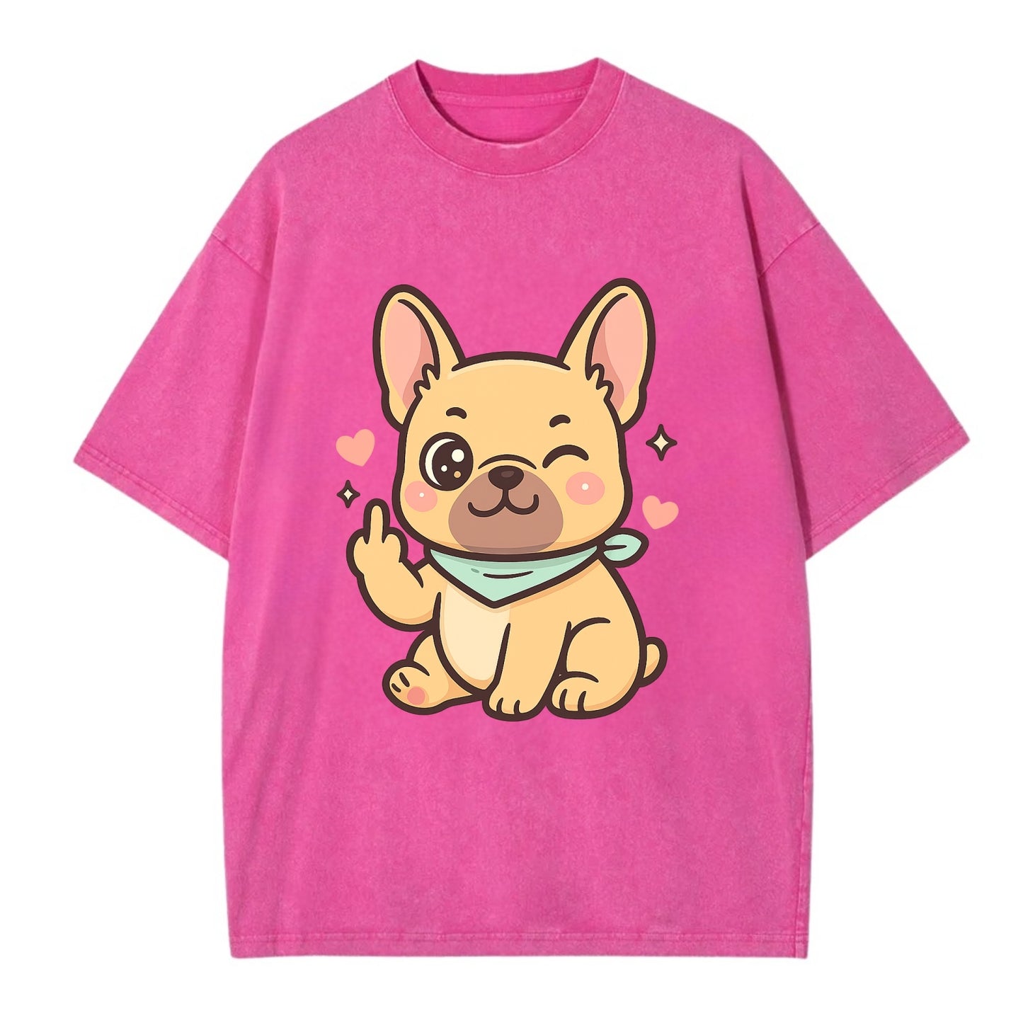 French Bulldog sitting with bat ears up, strong paw with sass - Vintage T-shirt - Dusty Rose(Rose)