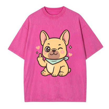 French Bulldog sitting with bat ears up, strong paw with sass - Vintage T-shirt - Dusty Rose(Rose)