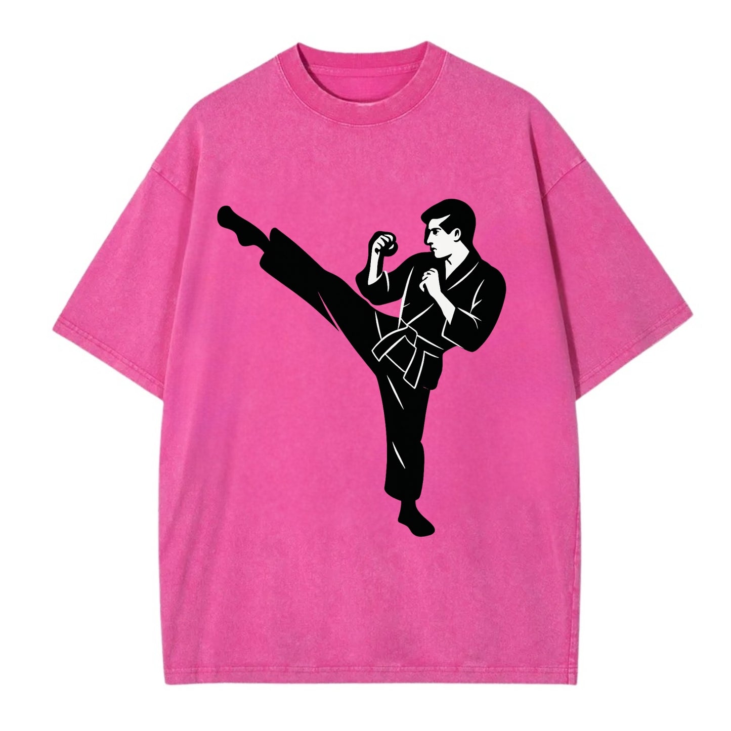 Martial artist performing a high kick - Vintage T-shirt - Dusty Rose(Rose)