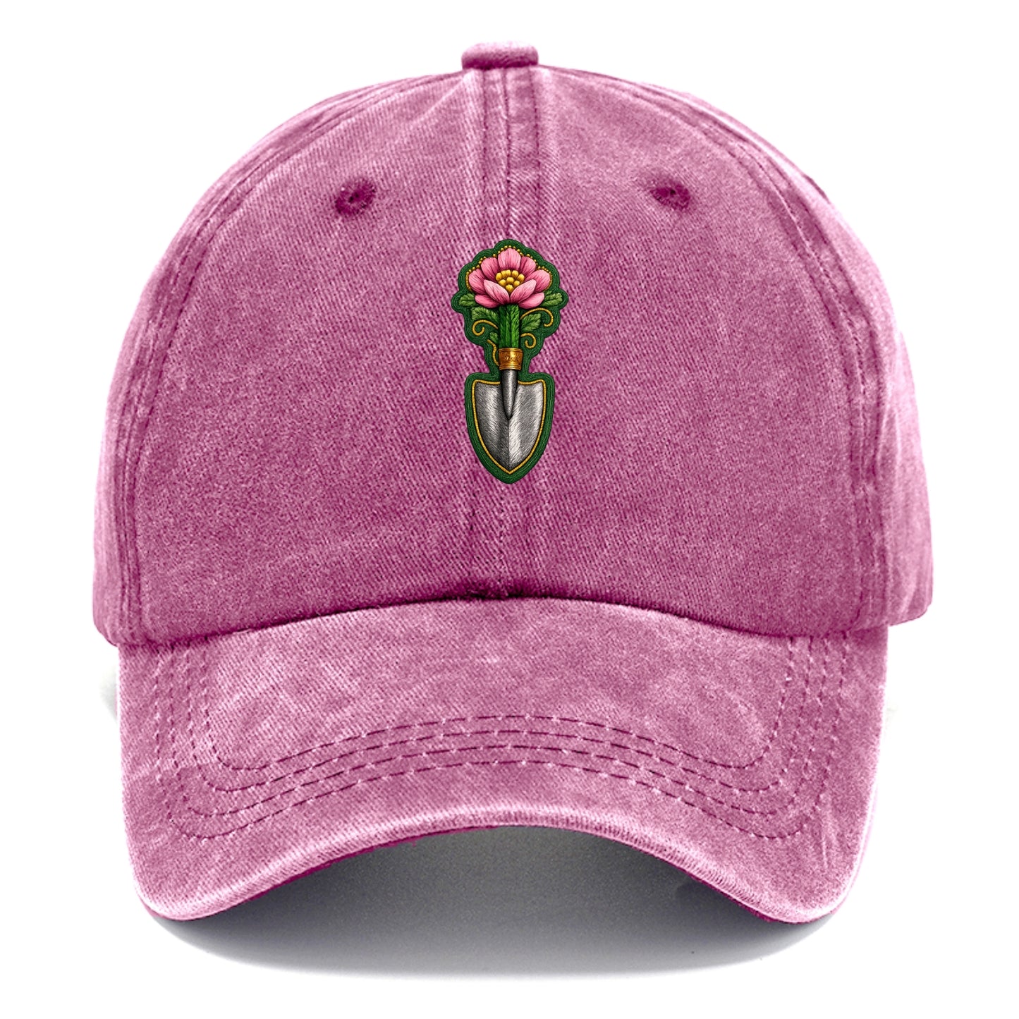 Embroidered patch design - GARDENING TROWEL FLOWER - garden tool with blooming flower - Classic Cap - Dusty Rose(Rose)