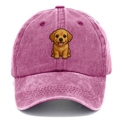 Baby Golden Retriever Puppy - fluffy golden fur, big brown eyes, pink tongue, floppy - Classic Cap - Dusty Rose(Rose)