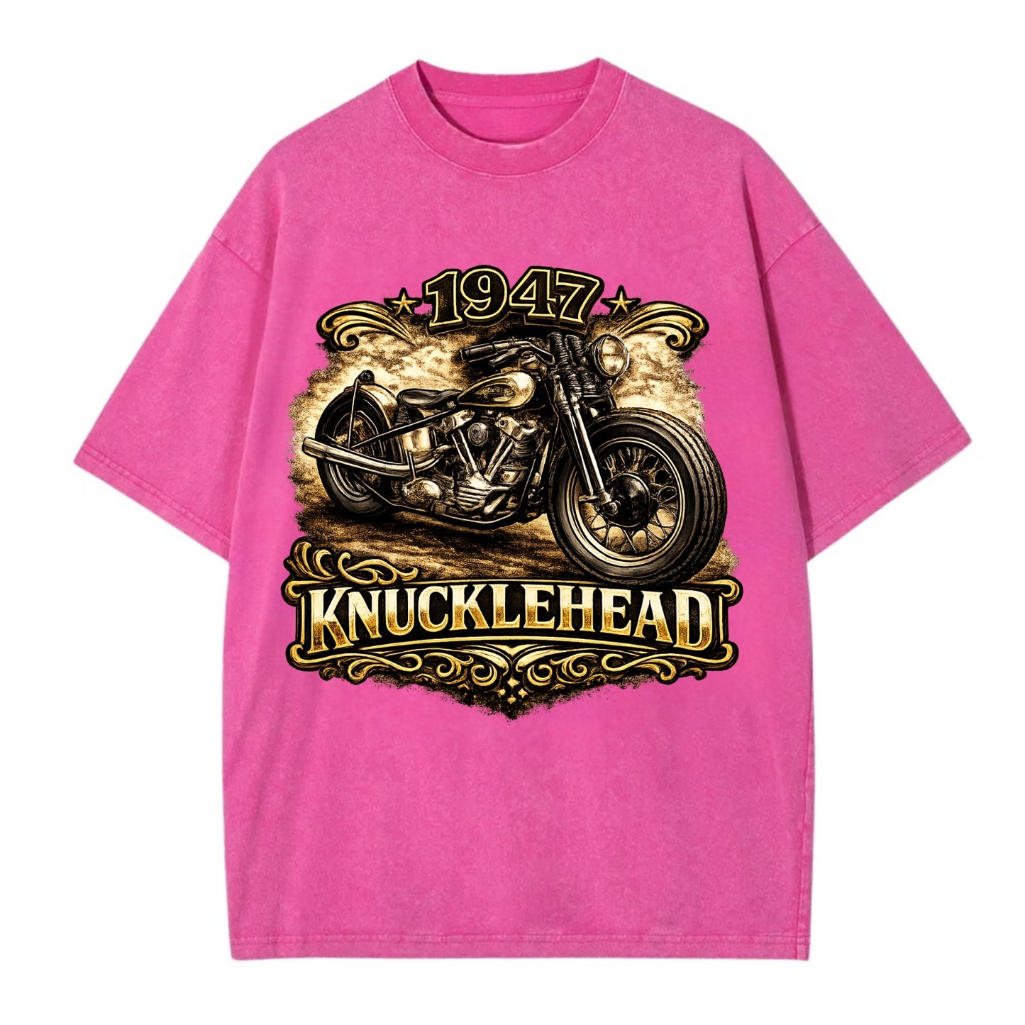 1947 Knucklehead Bobber - Vintage T-shirt - Dusty Rose(Rose)