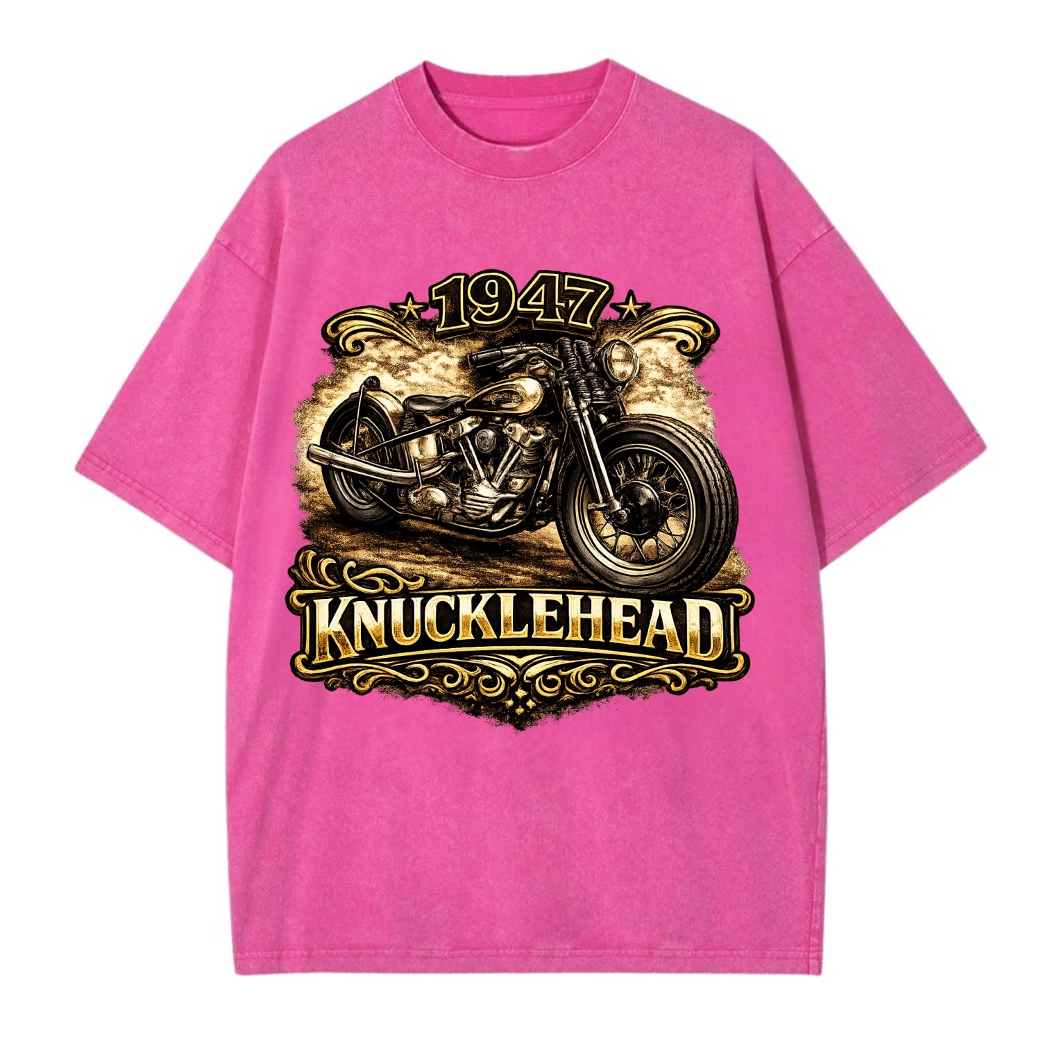 1947 Knucklehead Bobber - Vintage T-shirt - Dusty Rose(Rose)