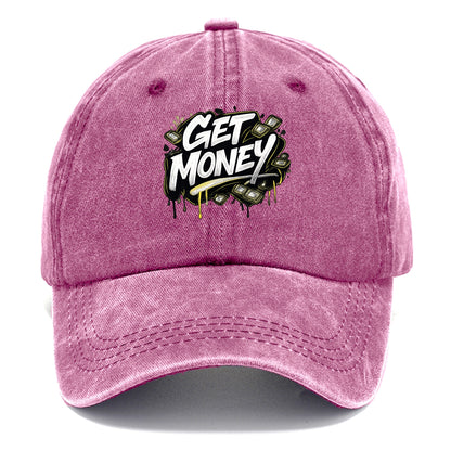 Bold typography design - "GET MONEY" - pursuit of wealth, earning - Classic Cap - Dusty Rose(Rose)
