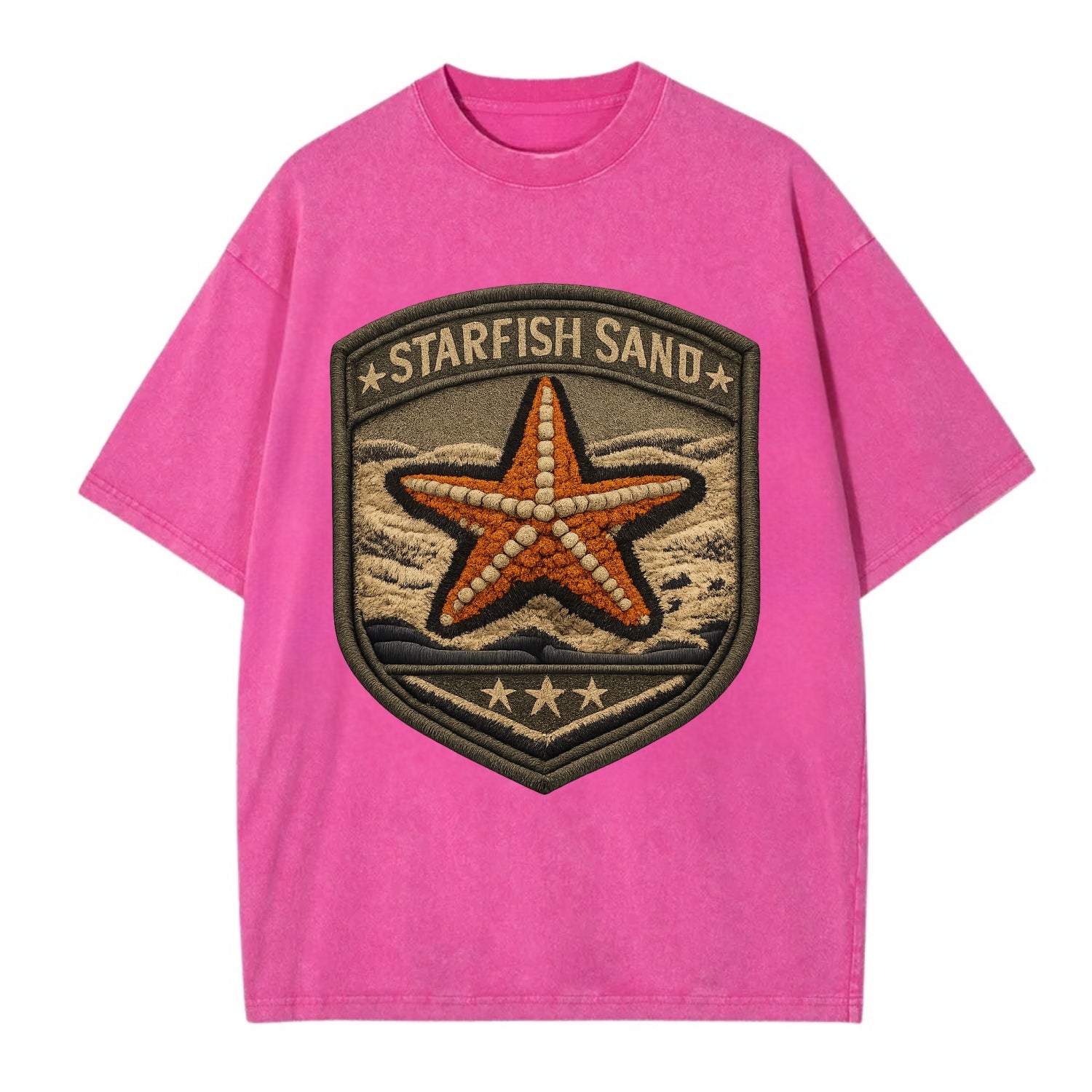 STARFISH SAND - sea star in orange and tan , beachcomber - Vintage T-shirt - Dusty Rose(Rose)