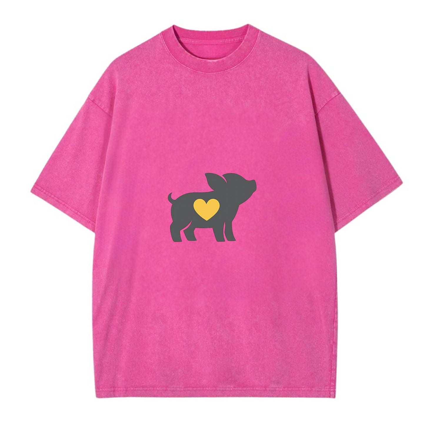 SMALL BUT BRAVE | Tiny piglet silhouette | Big heart within | Courage despite - Vintage T-shirt - Dusty Rose(Rose)