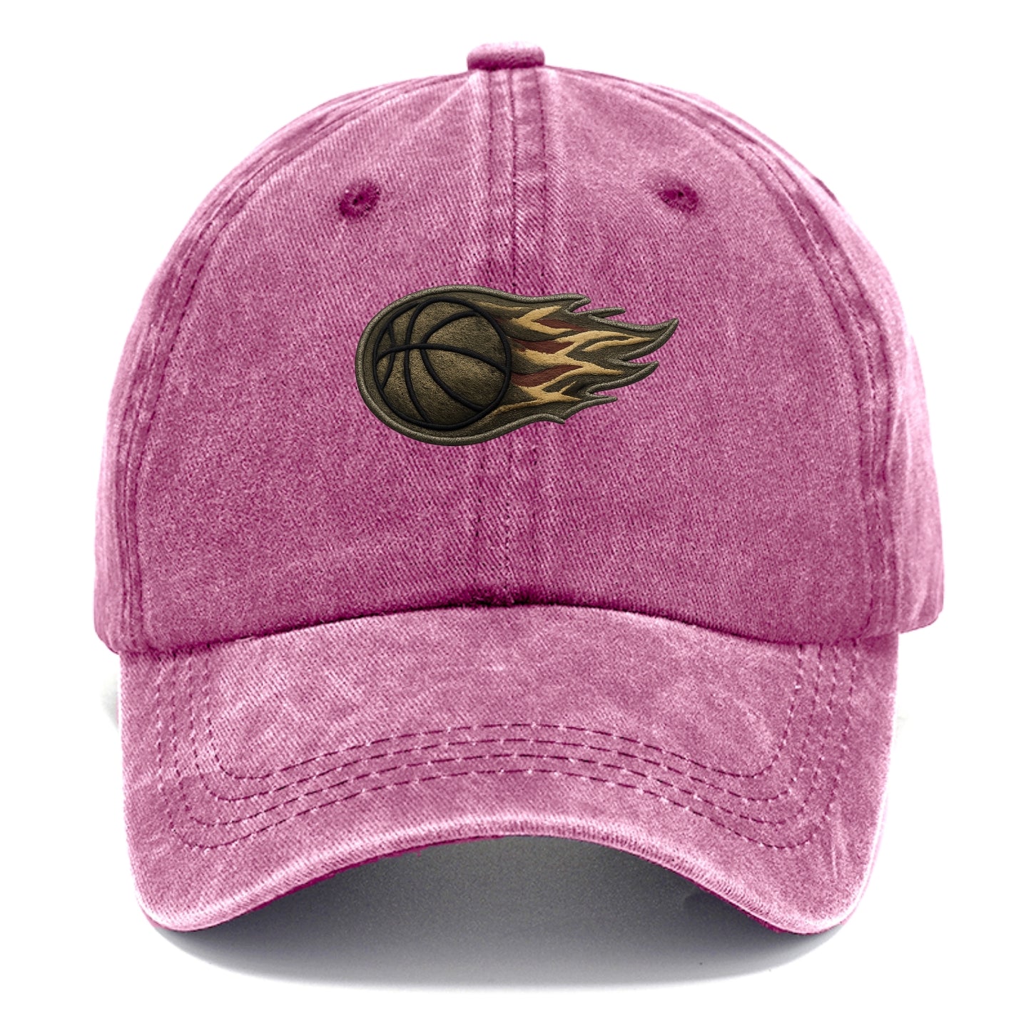 Embroidered patch design - BASKETBALL FLAMING BALL - basketball with flames in orange - Classic Cap - Dusty Rose(Rose)