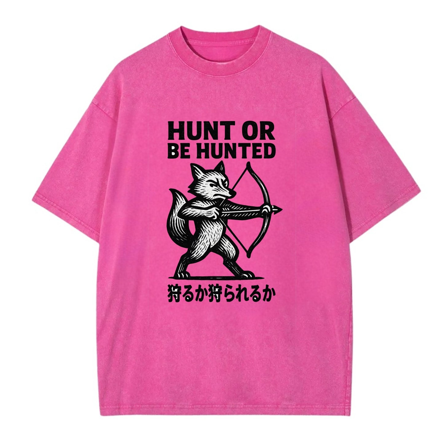 Hunt or Be Hunted - Fox drawing bow and Vintage T-shirt - Dusty Rose(Rose)