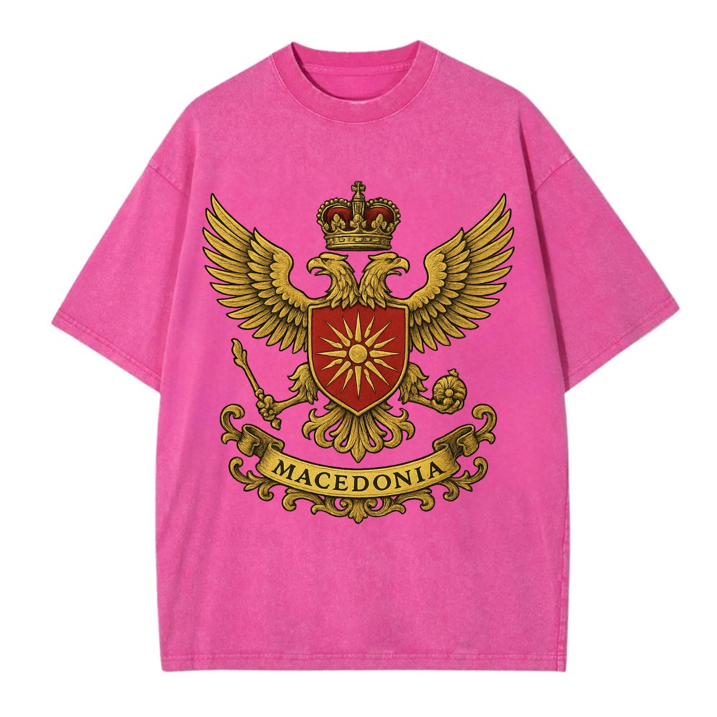 Macedonia Heritage Badge  - Vintage T-shirt - Dusty Rose(Rose)