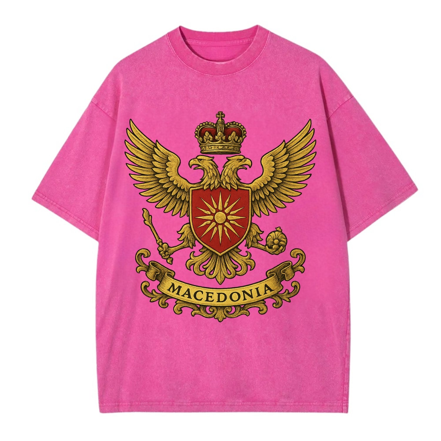 Macedonia Heritage Badge  - Vintage T-shirt - Dusty Rose(Rose)