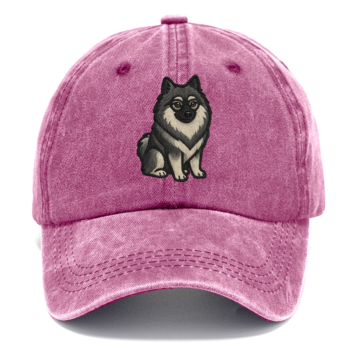 Keeshond - Gray and black spectacles embroidered design - Classic Cap - Dusty Rose(Rose)