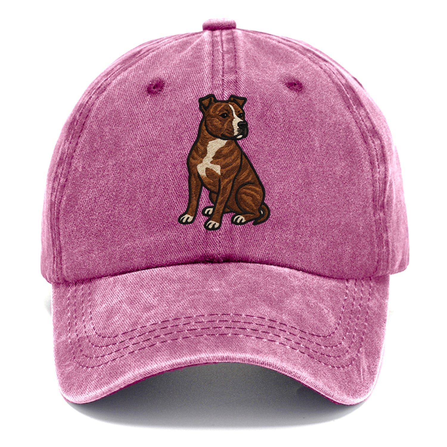 American Staffordshire Terrier - Brindle embroidered pose - Classic Cap - Dusty Rose(Rose)