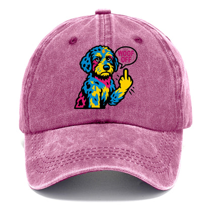 Aussiedoodle with merle patches and curly coat, playful smart paw raised - Classic Cap - Dusty Rose(Rose)