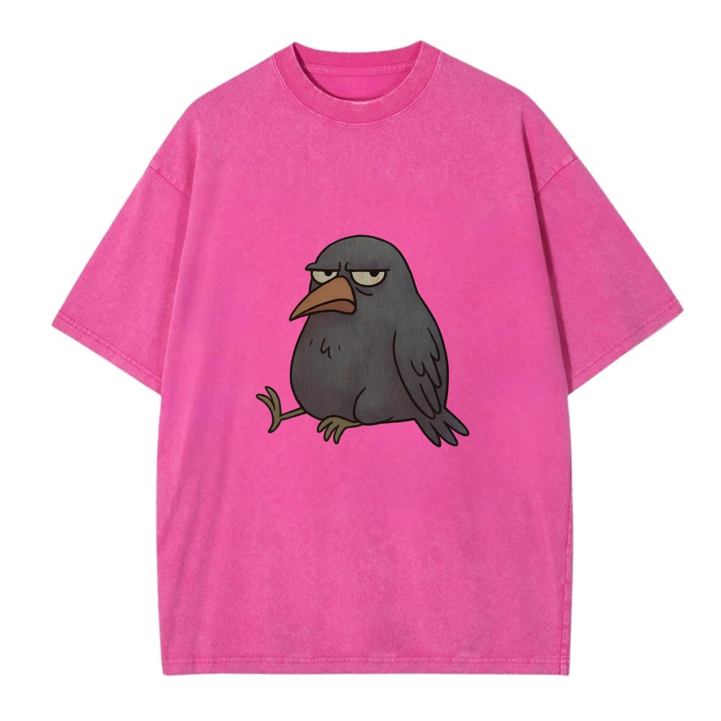 THE CROW JUDGES SILENTLY | Black crow with disapproving look - Vintage T-shirt - Dusty Rose(Rose)