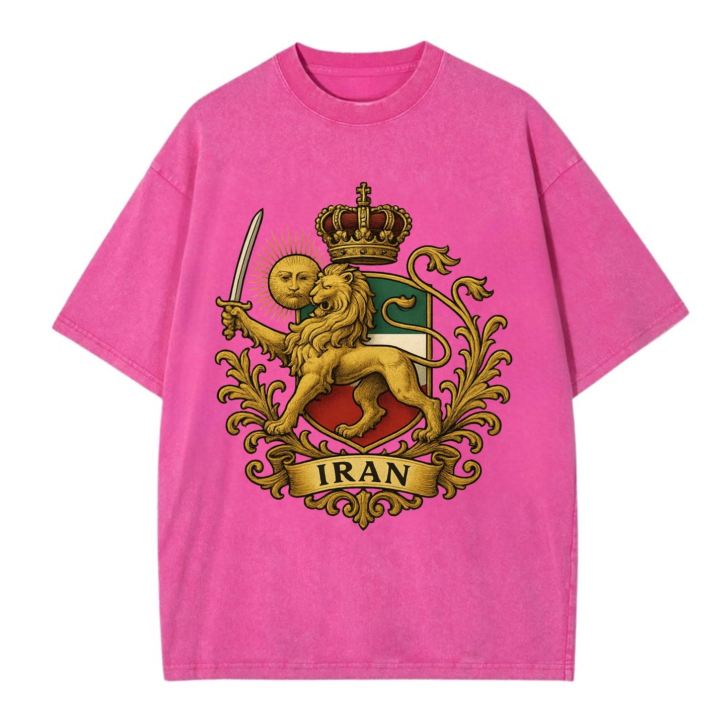 Royal Iran Coat Of Arms - Vintage T-shirt - Dusty Rose(Rose)