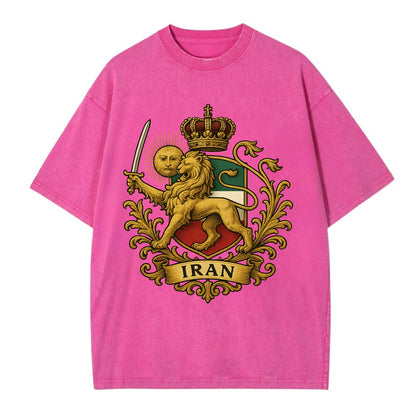 Royal Iran Coat Of Arms - Vintage T-shirt - Dusty Rose(Rose)