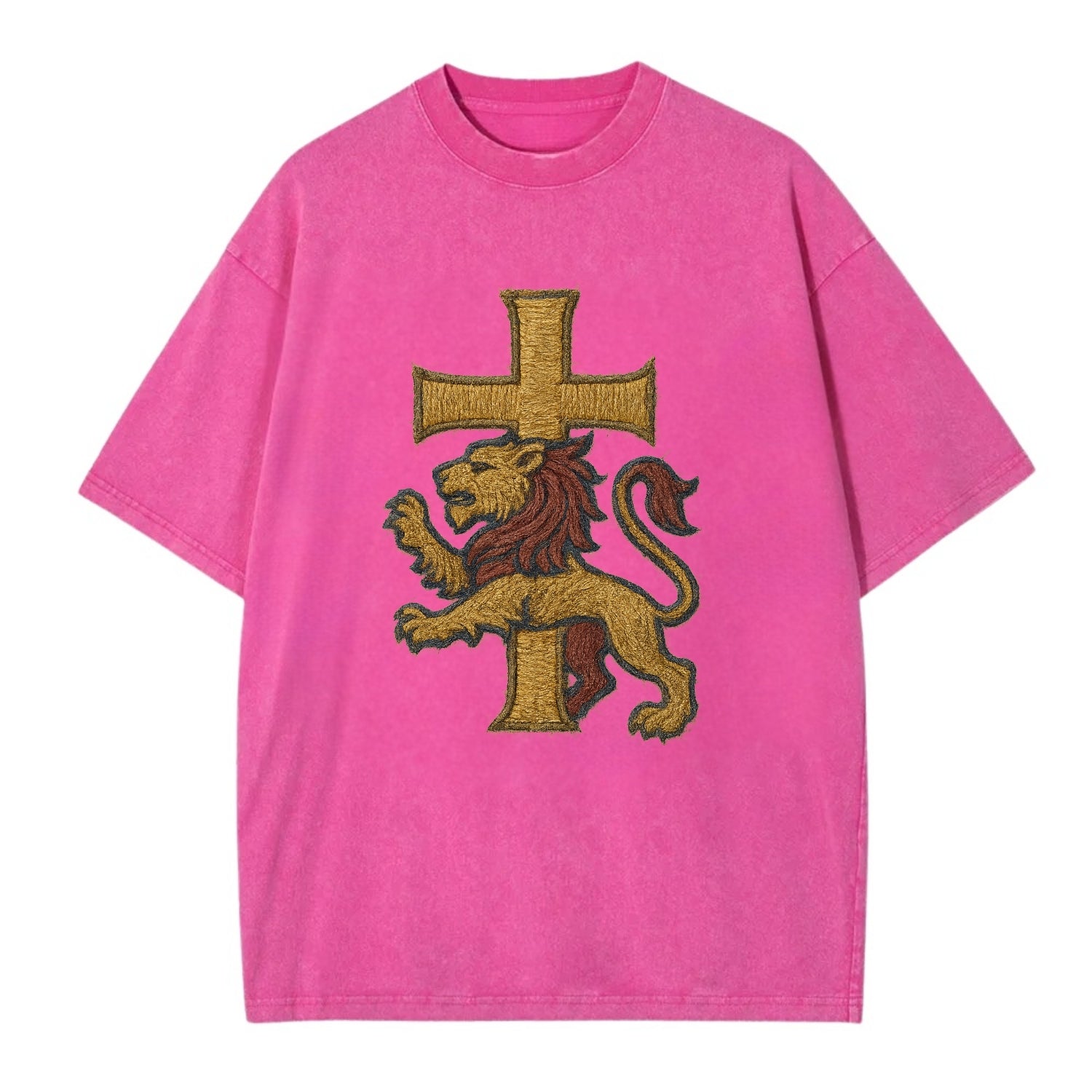Lion and Cross  - Vintage T-shirt - Dusty Rose(Rose)