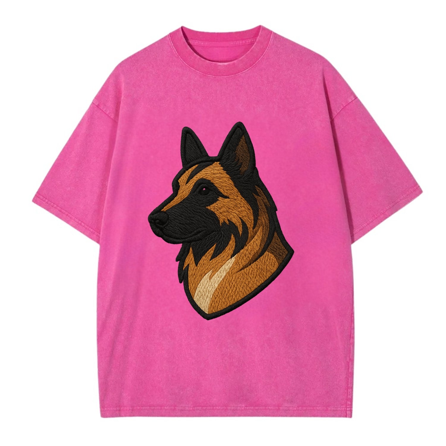 Belgian Tervuren - Fawn with black overlay embroidered design - Vintage T-shirt - Dusty Rose(Rose)