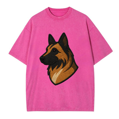 Belgian Tervuren - Fawn with black overlay embroidered design - Vintage T-shirt - Dusty Rose(Rose)