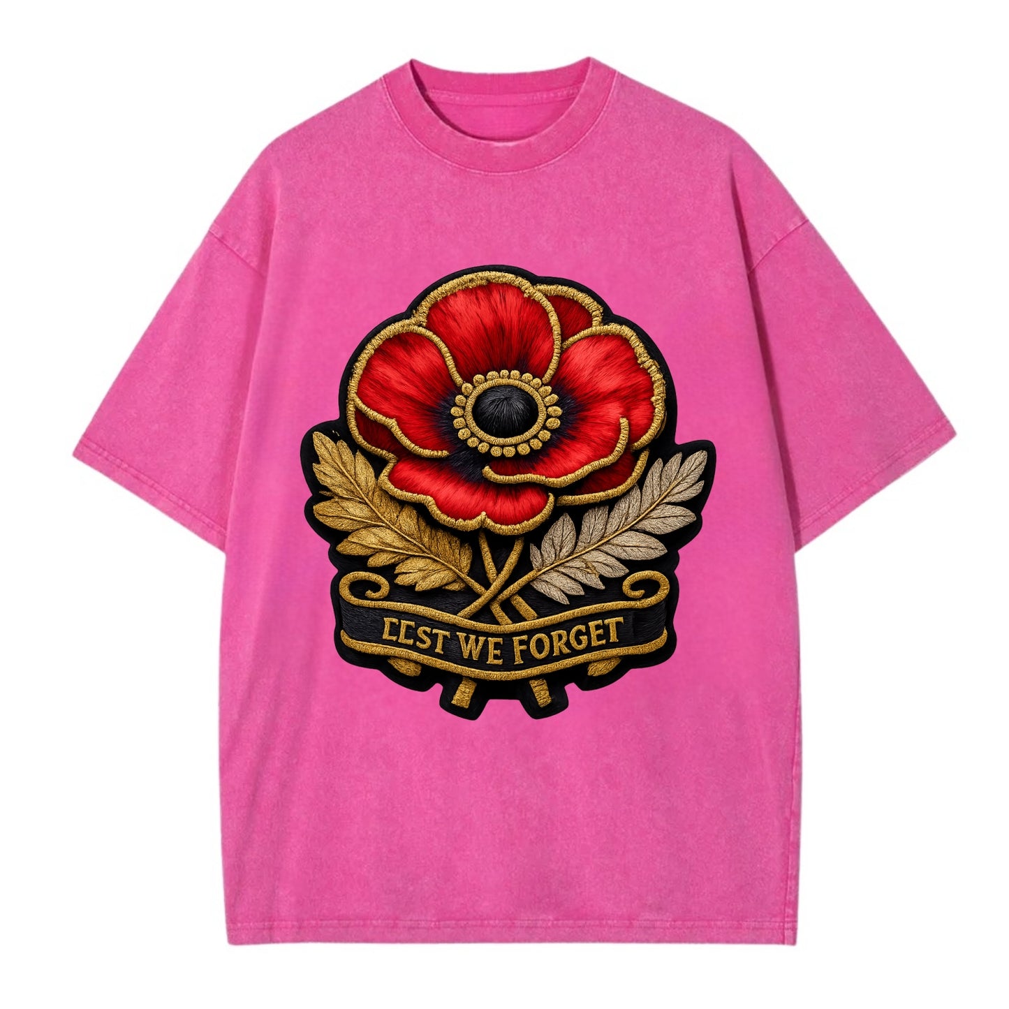 MEMORIAL POPPY - red poppy flower in scarlet , remembrance - Vintage T-shirt - Dusty Rose(Rose)
