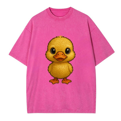 Baby Duck Duckling - yellow fluffy, orange beak, bright eyes, front-facing, quack - Vintage T-shirt - Dusty Rose(Rose)