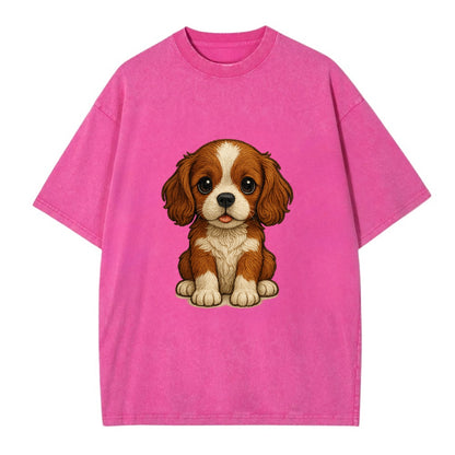 Baby Cavalier King Charles Spaniel Puppy - silky ears, gentle eyes, sweet - Vintage T-shirt - Dusty Rose(Rose)