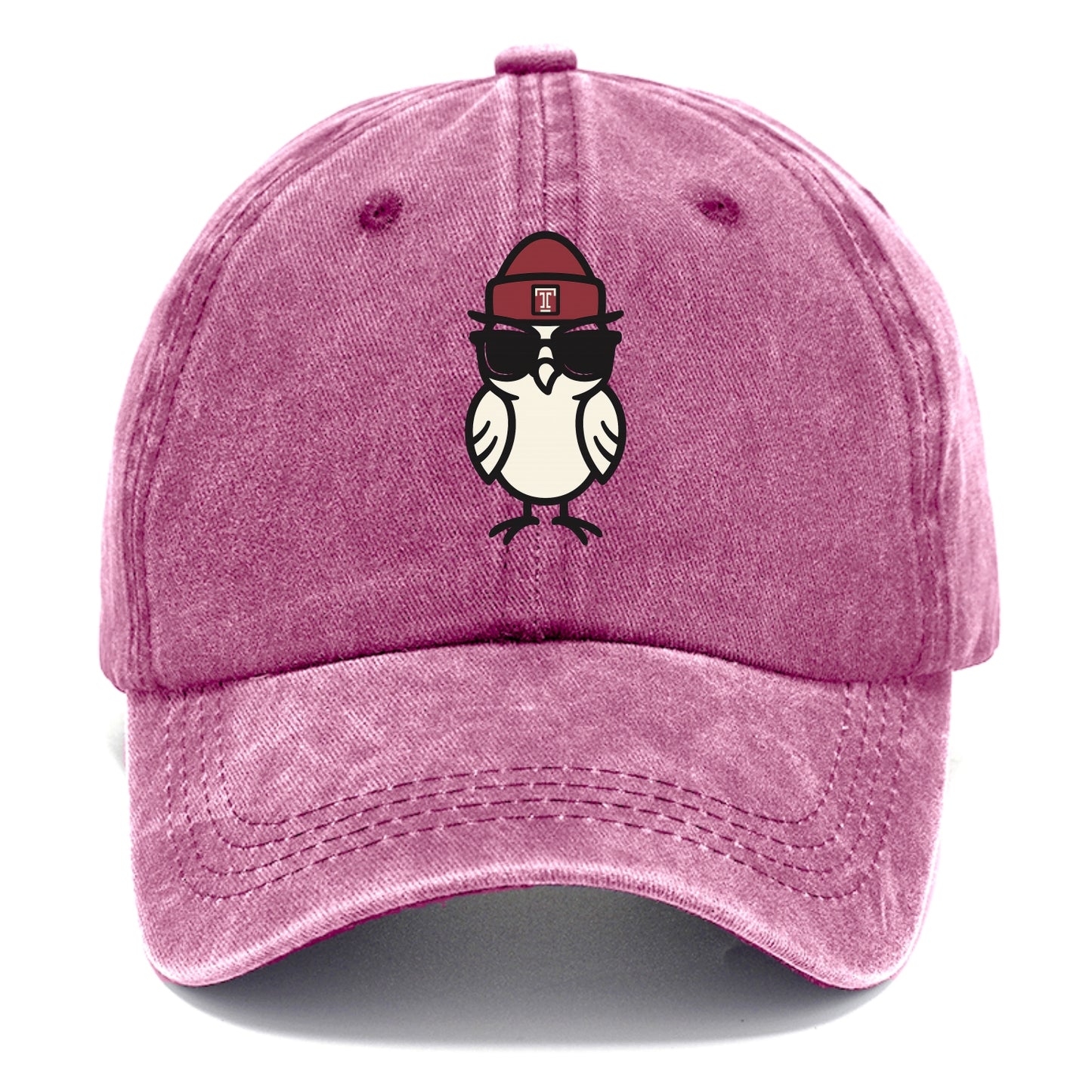 Philadelphia Owl wearing Temple beanie with T patch - Classic Cap - Dusty Rose(Rose)