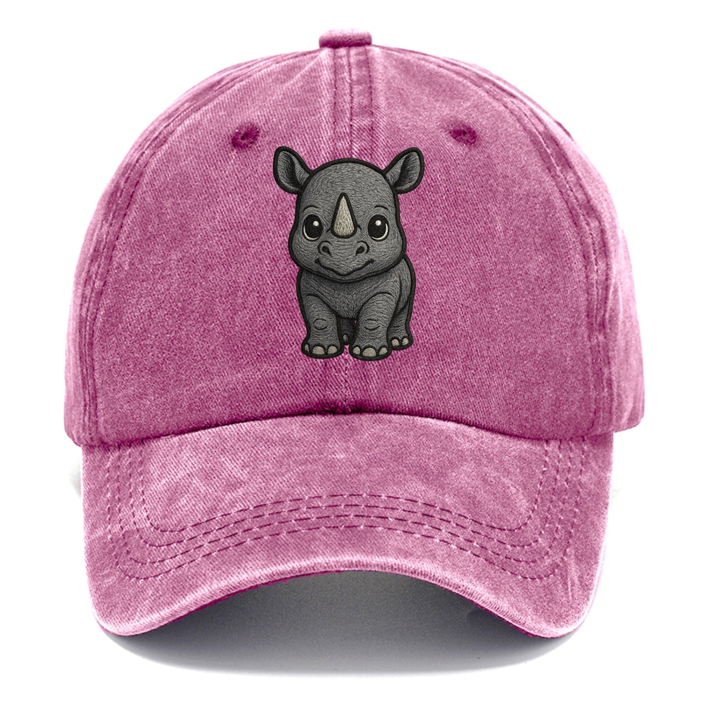 Baby Rhino - gray armor skin, tiny horn nub, round eyes, front-facing, tank baby - Classic Cap - Dusty Rose(Rose)
