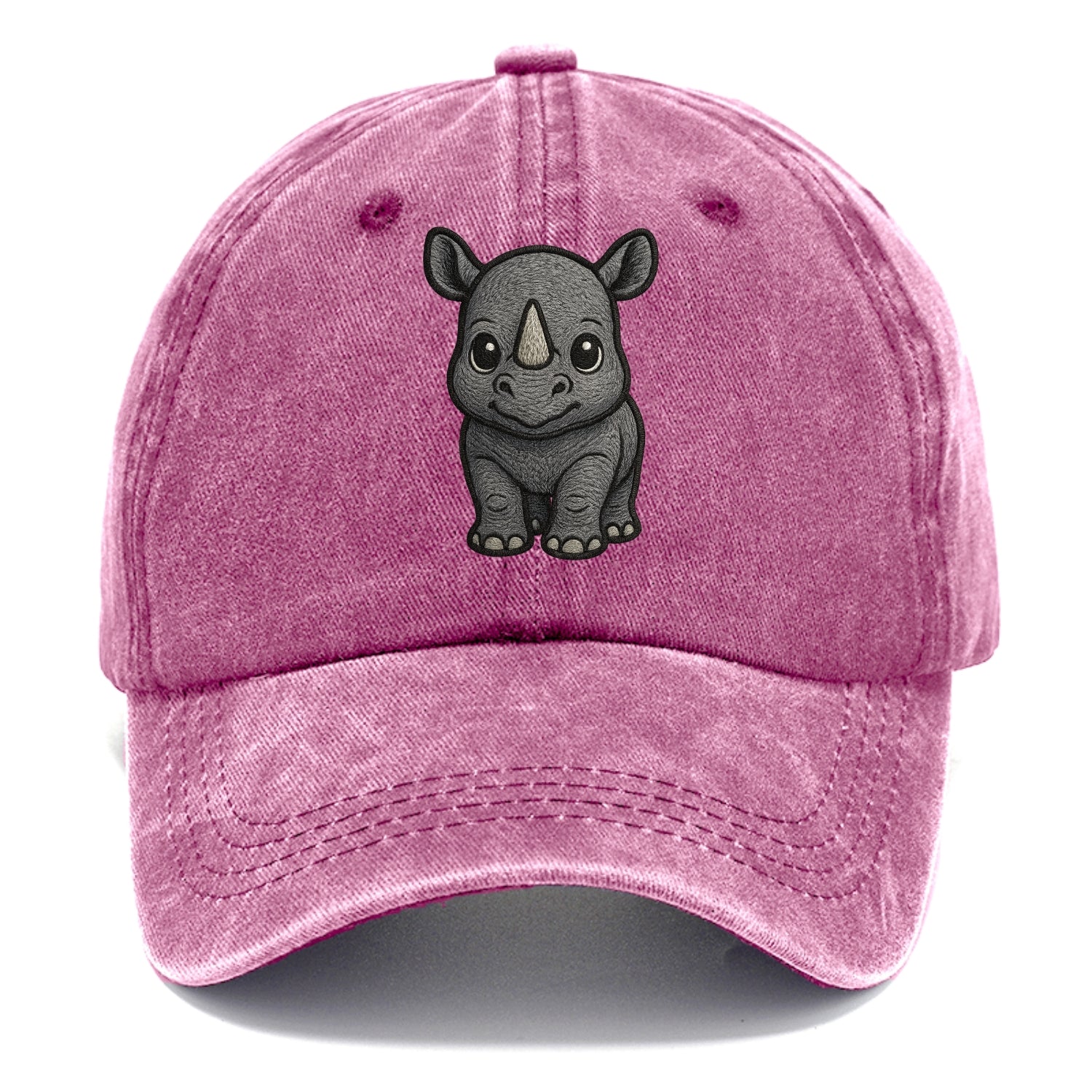 Baby Rhino - gray armor skin, tiny horn nub, round eyes, front-facing, tank baby - Classic Cap - Dusty Rose(Rose)