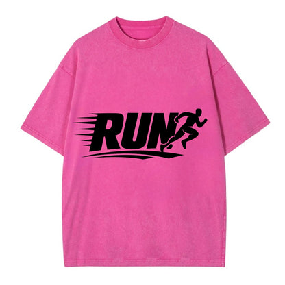 Bold typography design - "RUN" - cardio life, runner identity - Vintage T-shirt - Dusty Rose(Rose)