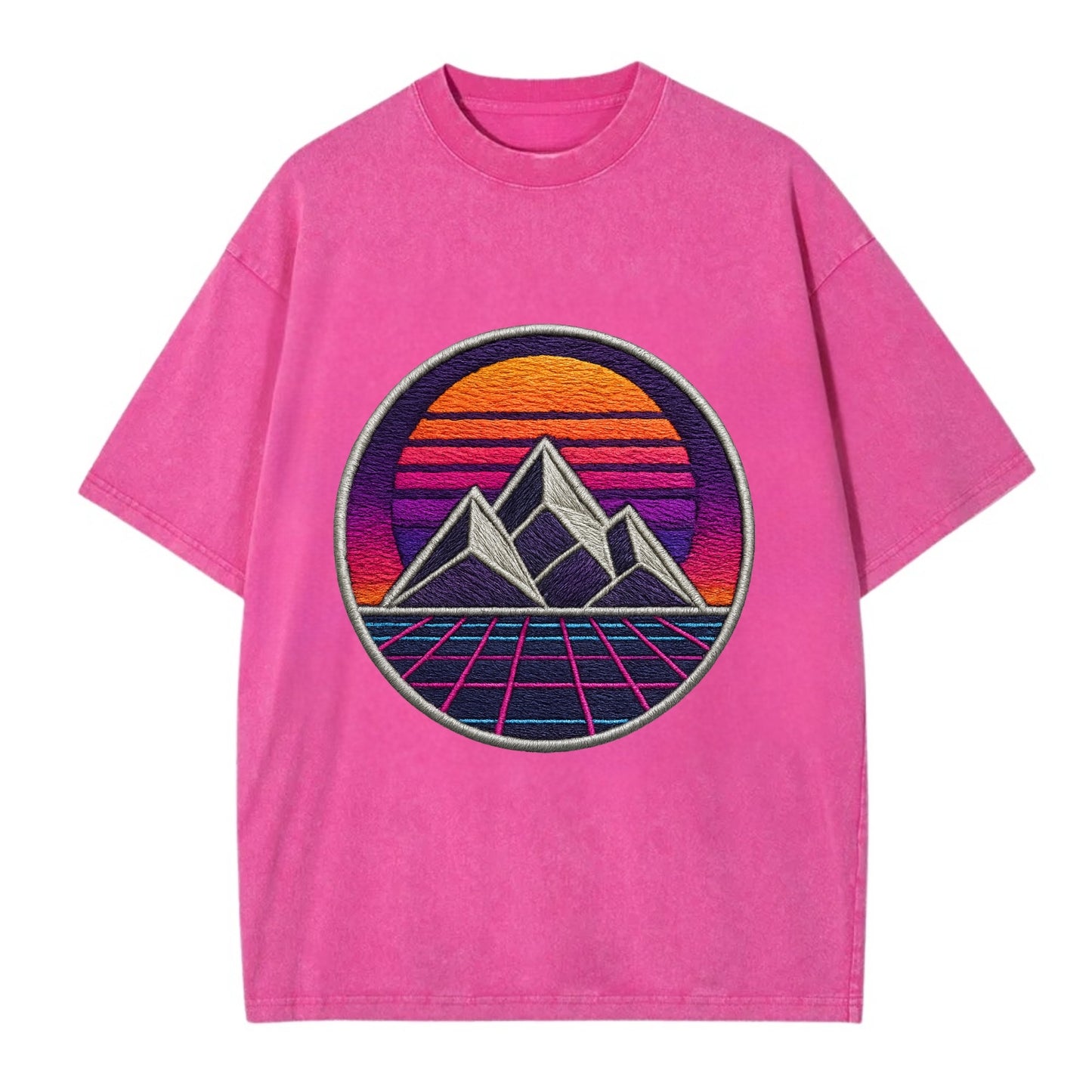 Retrowave Mountains - Vintage T-shirt - Dusty Rose(Rose)