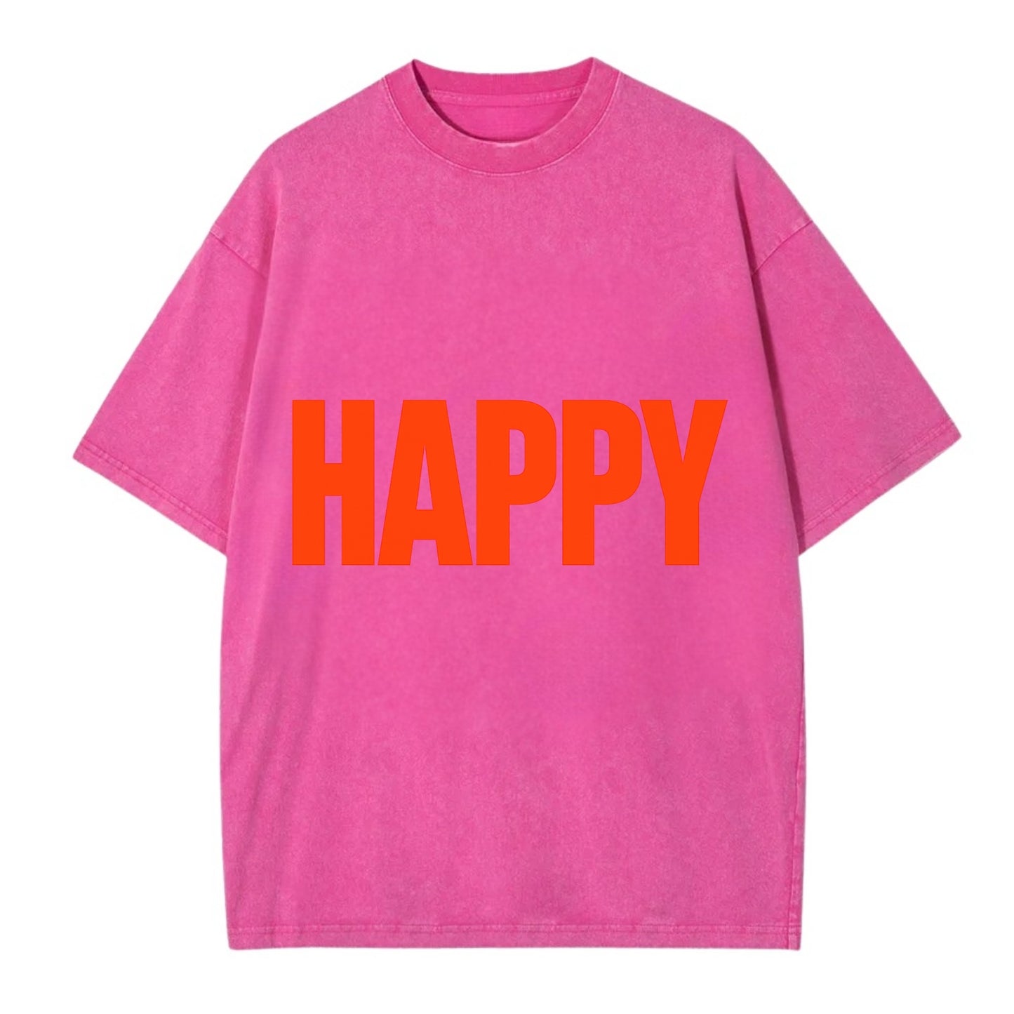 Bold typography design - "HAPPY" - joyful, content, pleased - Vintage T-shirt - Dusty Rose(Rose)