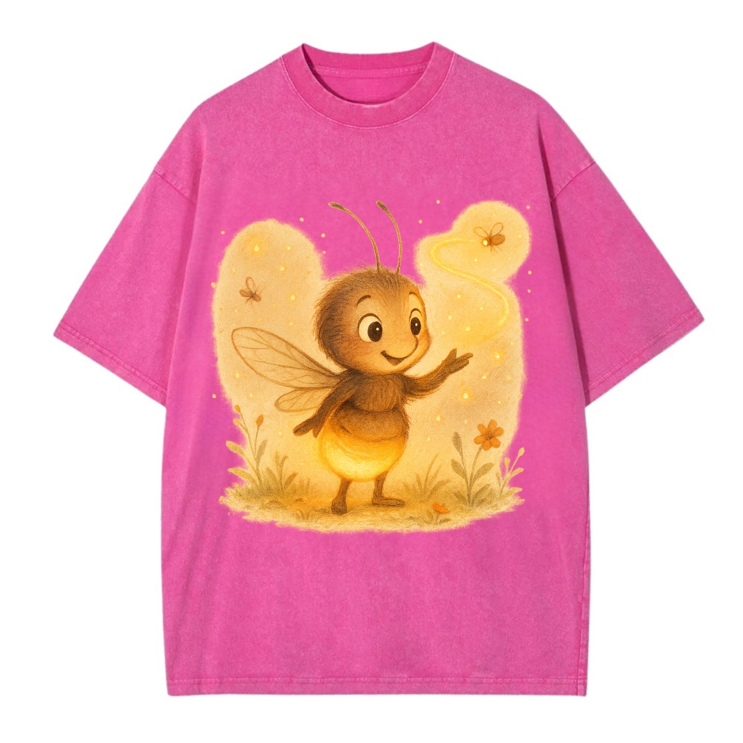 Firefly choreographer arranging synchronized light patterns over a meadow stage - Vintage T-shirt - Dusty Rose(Rose)