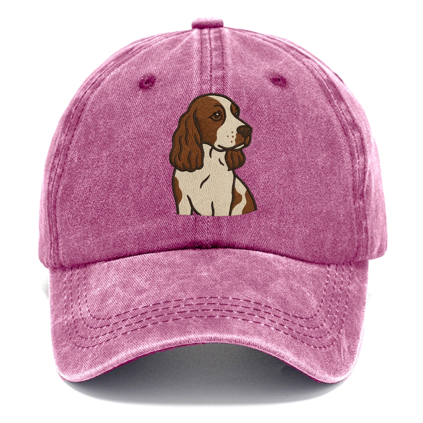 English Cocker Spaniel - Liver and white embroidered design - Classic Cap - Dusty Rose(Rose)