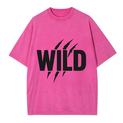 Bold typography design - "WILD" - untamed, natural, free - Vintage T-shirt - Dusty Rose(Rose)