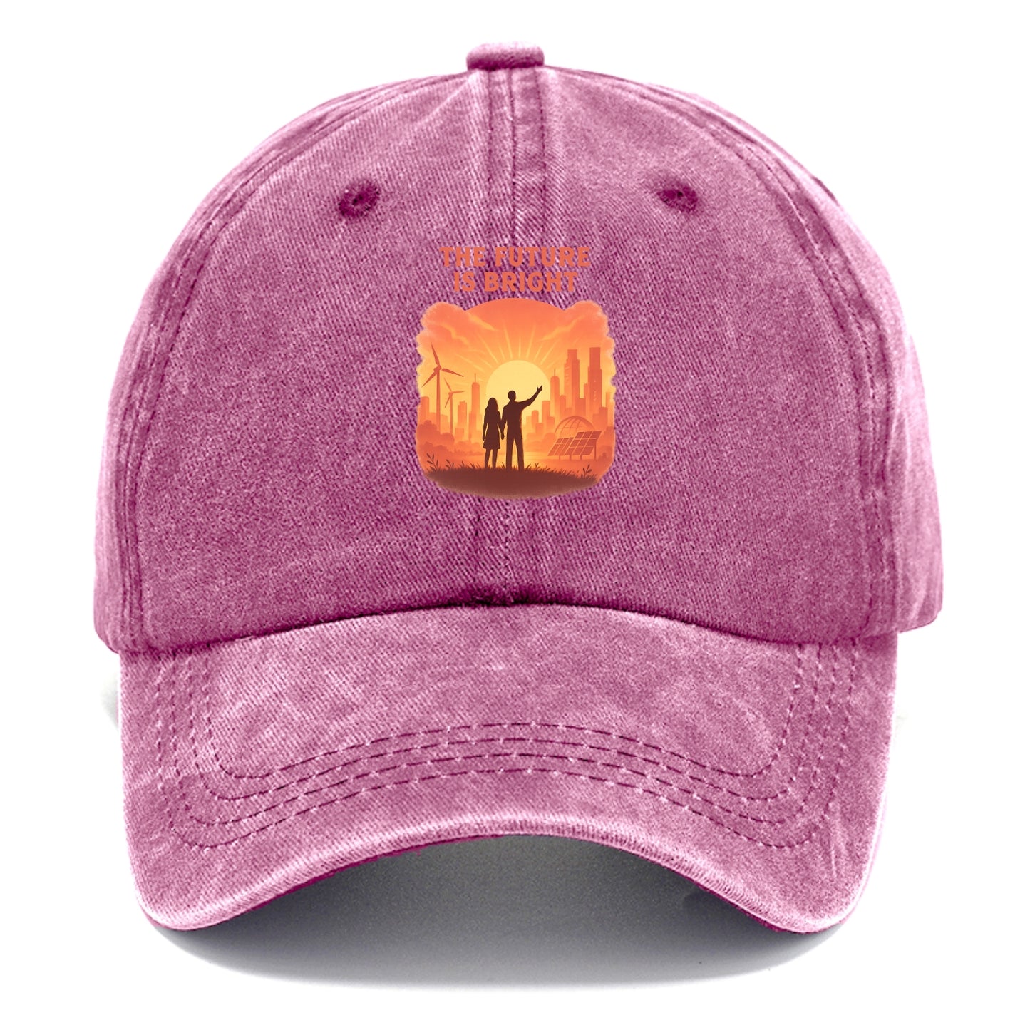 Sunrise over thriving sustainable city - "The Future is Bright" - optimistic vision - Classic Cap - Dusty Rose(Rose)
