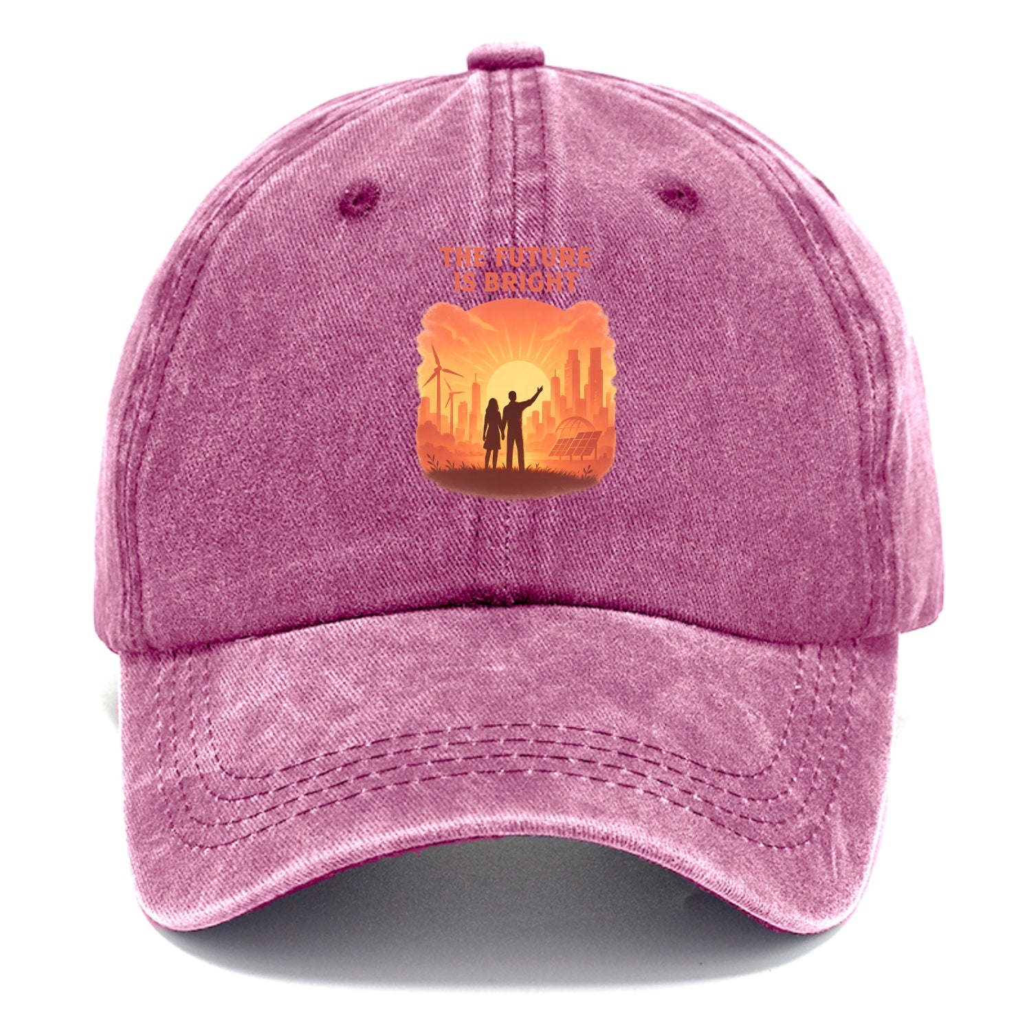 Sunrise over thriving sustainable city - "The Future is Bright" - optimistic vision - Classic Cap - Dusty Rose(Rose)