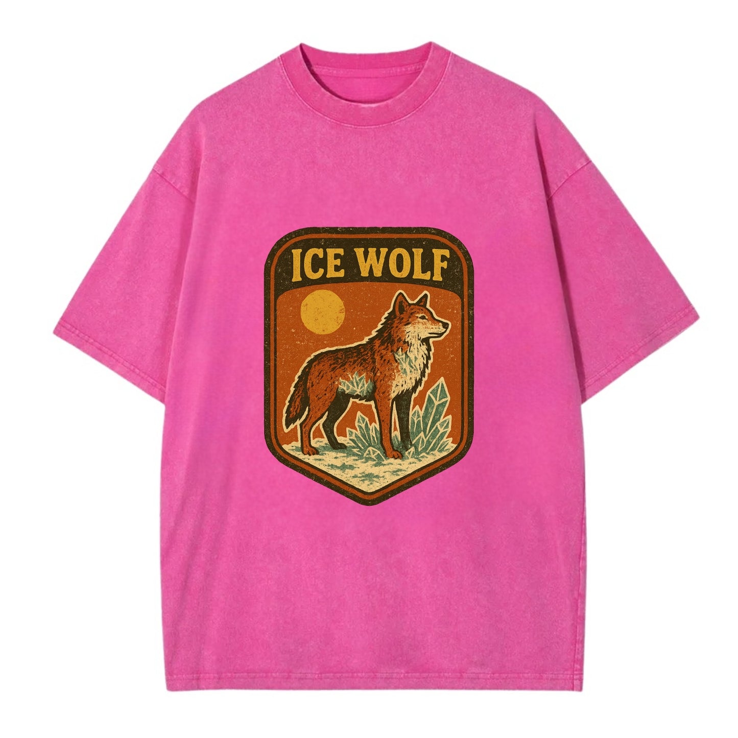 Ice Wolf Crystal  - Vintage T-shirt - Dusty Rose(Rose)