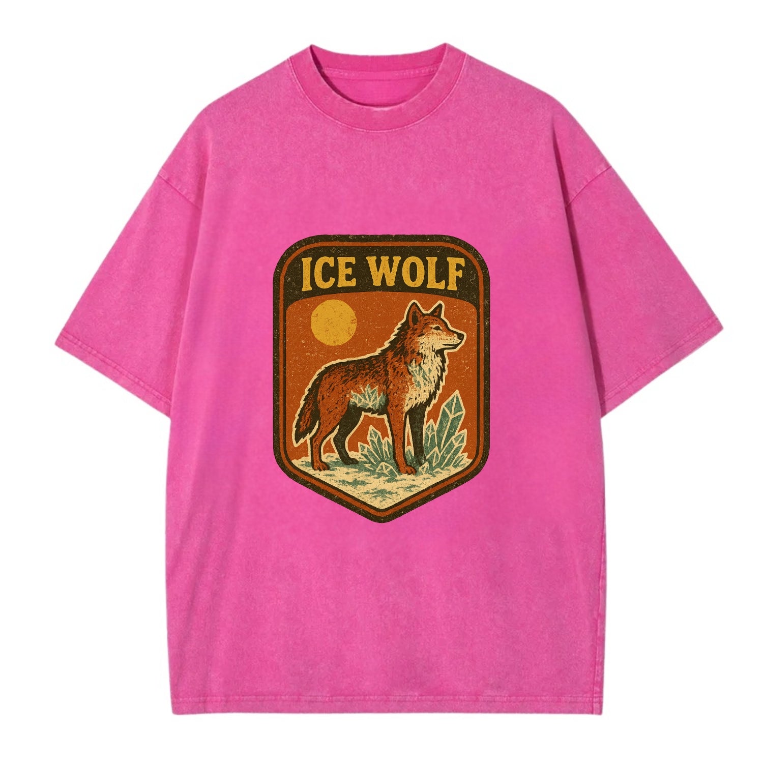 Ice Wolf Crystal  - Vintage T-shirt - Dusty Rose(Rose)