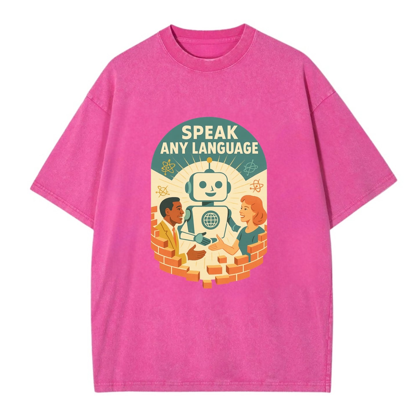 Language learning AI breaking down barriers - "Speak Any Language" - - Vintage T-shirt - Dusty Rose(Rose)