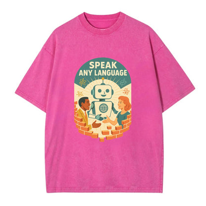 Language learning AI breaking down barriers - "Speak Any Language" - - Vintage T-shirt - Dusty Rose(Rose)