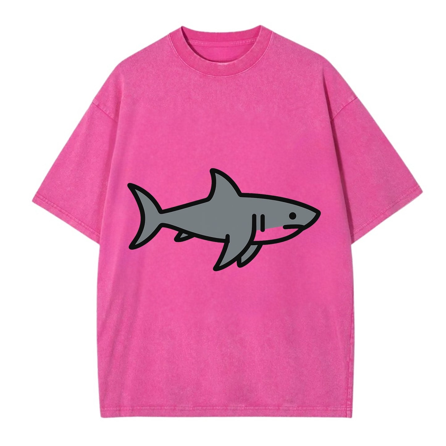 Great White Shark - Gray predator flat side profile - Vintage T-shirt - Dusty Rose(Rose)