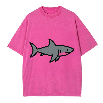 Great White Shark - Gray predator flat side profile - Vintage T-shirt - Dusty Rose(Rose)