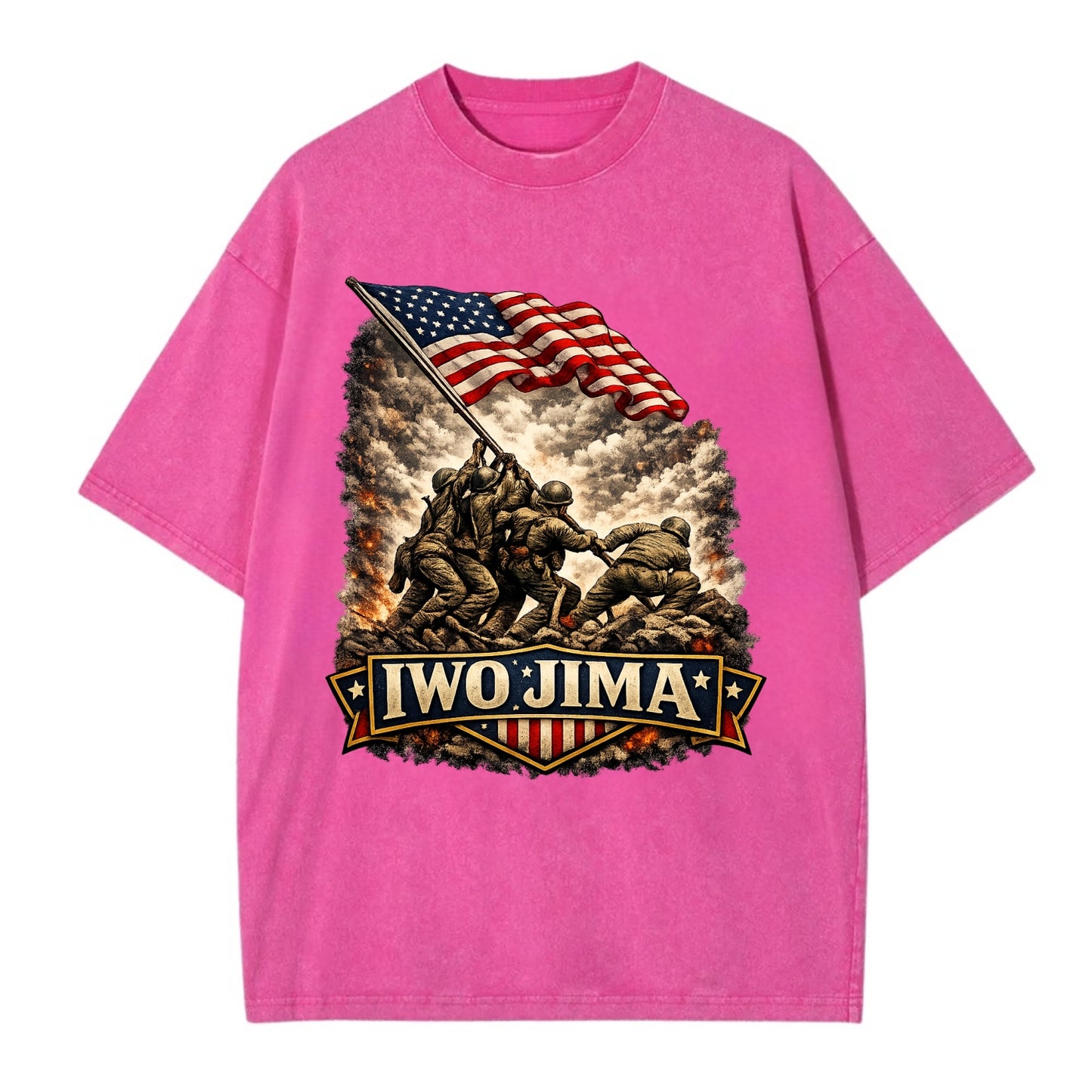 Iwo Jima Flag Raising - Vintage T-shirt - Dusty Rose(Rose)