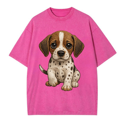 Baby Pointer Puppy - spotted coat, noble stance, alert eyes, front-facing, - Vintage T-shirt - Dusty Rose(Rose)